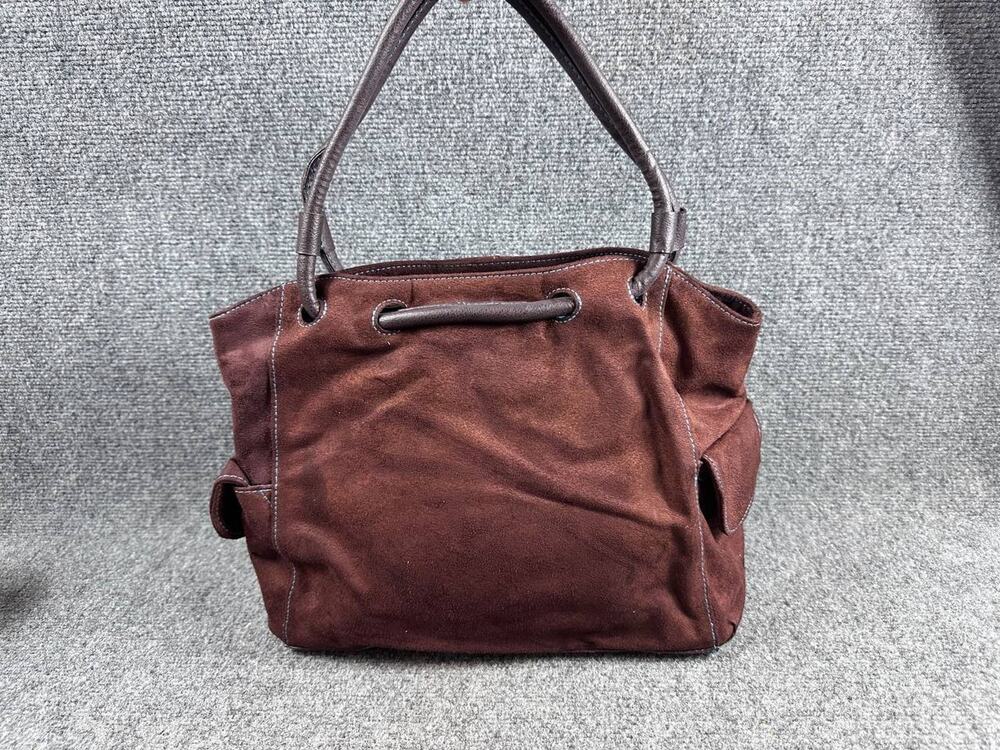 Estee Lauder Brown Tote Handbag Polyester Blue Lining Drawstring Closure